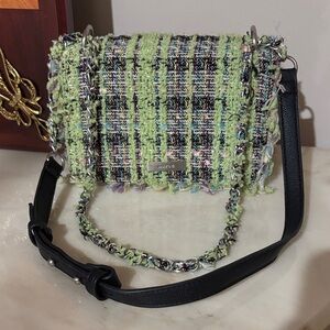 Parfois Combination tweed leather crossbody multicolor bag
